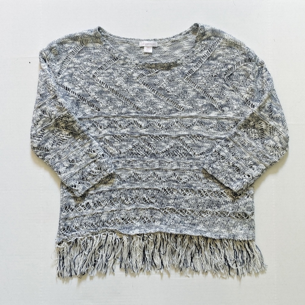 Xhilaration Boho Fringe Knit Half Sleeve Top